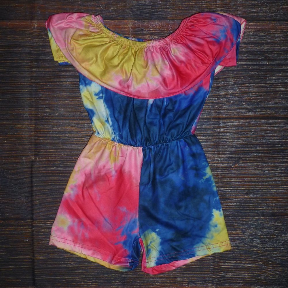 Boutique Baby Girls Tie Dye Ruffle Romper Jumpsuit